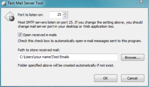 Screenshot of the Test Mail Server program