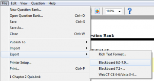 Exporting from Examview to Blackboard 6.